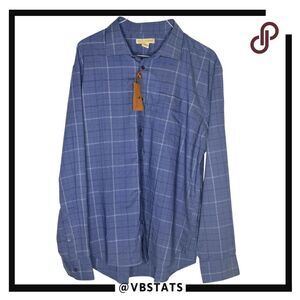 Elliot Mulryan Mens Fine Clothing Plaid Long Sleeve Button Up Shirt Blue XL NWT